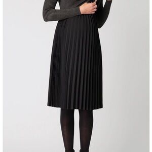 Seraphine Black Midi Pleated maternity/nursing dress with detachable grey sweate